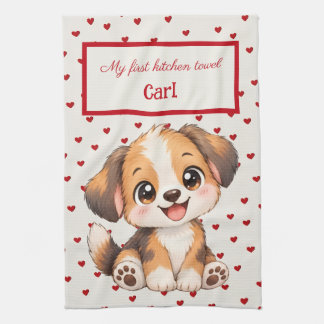 Paño De Cocina Personalizado para niños, Cachorro adorable, Mi pr