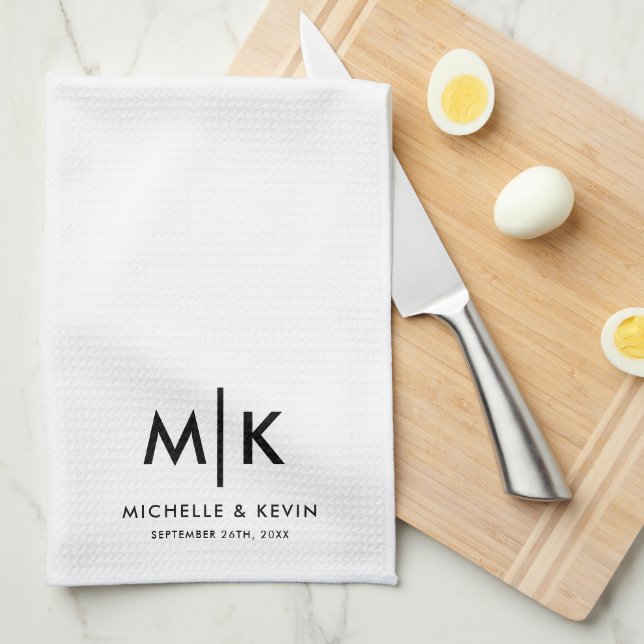 Paño De Cocina Personalizado Pareja Boda Iniciales Monogramas mod (Doblado Cuarto)