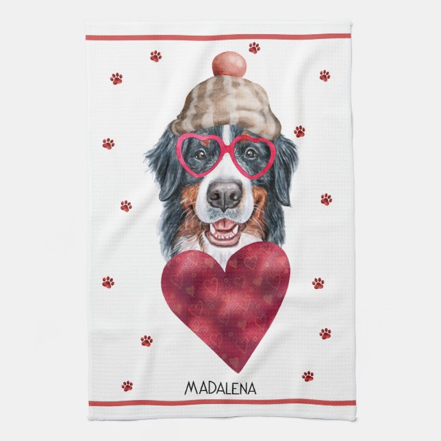 Paño De Cocina Personalizado Paws Dog Lover Valentine Gift Bernes (Vertical)