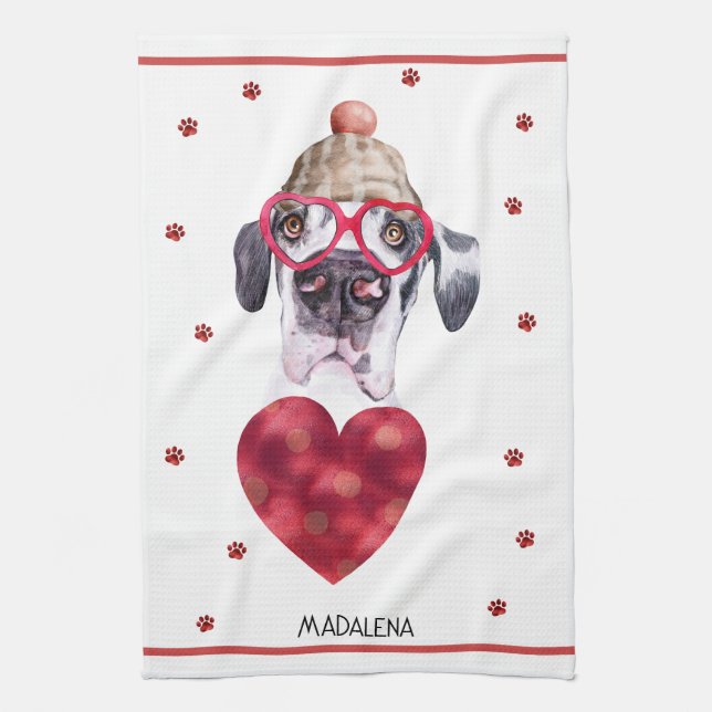 Paño De Cocina Personalizado Paws Dog Lover Valentine Gift Great  (Vertical)