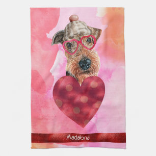 Paño De Cocina Personalizado Perro Rosa Lover Valentine Gift Aire