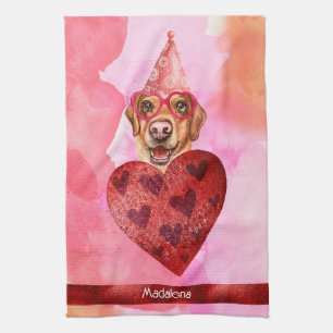 Paño De Cocina Personalizado Perro Rosa Lover Valentine Gift Labr