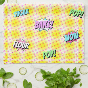 Paño De Cocina Personalizado Retro Colorful Pop Art Fun Bakery Ch