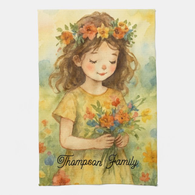 Paño De Cocina Personalizado retro Watercolor meadow Alice wonder (Vertical)
