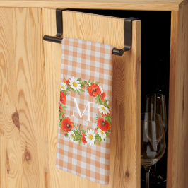 Paño De Cocina Personalizado Rojo Poppies Blancos Daisies Amarill