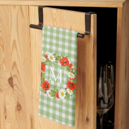 Paño De Cocina Personalizado Rojo Poppies Blancos Daisies Amarill