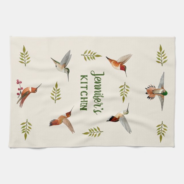 Paño De Cocina Personalizado Rufous Hummingbirds (Horizontal)