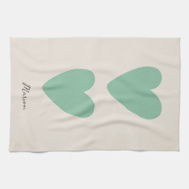 Paño De Cocina Personalizado Seafoam Green Mint Heart Kitchen Toa