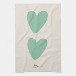 Paño De Cocina Personalizado Seafoam Green Mint Heart Kitchen Toa