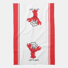 Paño De Cocina Personalizado sonriente lindo Lobster rojo