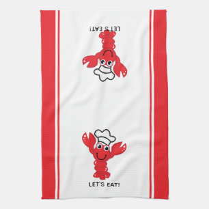 Paño De Cocina Personalizado sonriente lindo Lobster rojo