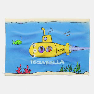 Paño De Cocina Personalizado submarino feliz