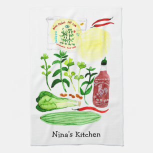 Paño De Cocina PERSONALIZADO vietnamita de la acuarela de la