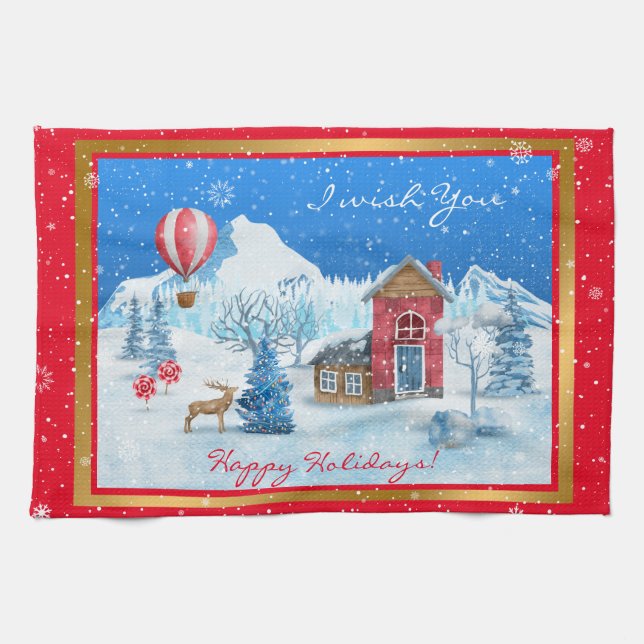 Paño De Cocina Personalizar de paisajes de nieve (Horizontal)