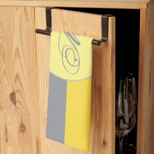 Paño De Cocina Personalizar Gris Amarillo Claro Y Suave