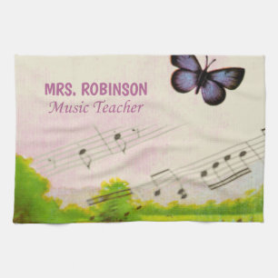 Paño De Cocina Personalizar, mariposas musicales gracias profesor