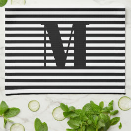 Paño De Cocina Personalizar monograma franjas blancas iniciales