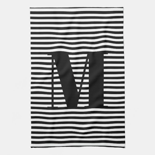 Paño De Cocina Personalizar monograma franjas blancas iniciales (Vertical)