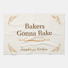 Paño De Cocina Personalized Bakers Gonna Bake Wheat Rolling Pin 