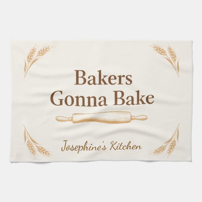 Paño De Cocina Personalized Bakers Gonna Bake Wheat Rolling Pin  (Horizontal)