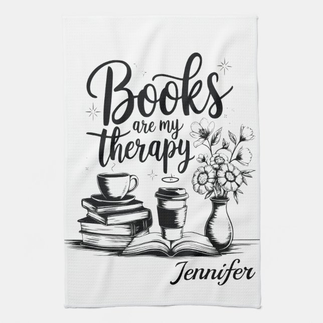 Paño De Cocina Personalized Books Are My Therapy Bookworms (Vertical)
