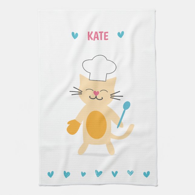 Paño De Cocina Personalized Chef Cat Kitchen Towel (Vertical)