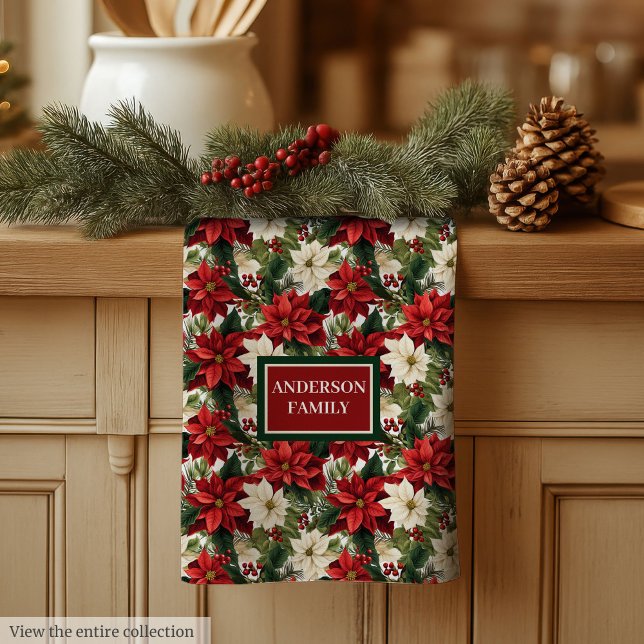 Paño De Cocina Personalized Christmas Towel Classic Floral Look (Personalized Christmas Towel Classic Floral Look)