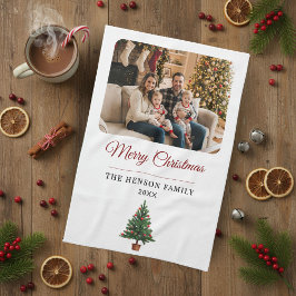 Paño De Cocina Personalized Christmas Tree Family Photo