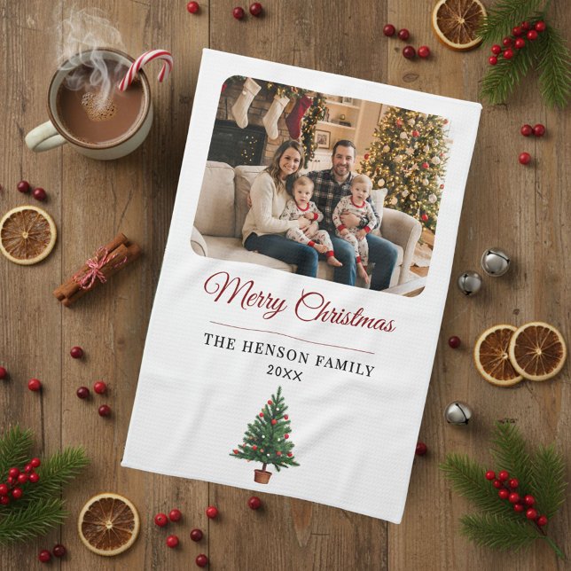 Paño De Cocina Personalized Christmas Tree Family Photo (Subido por el creador)