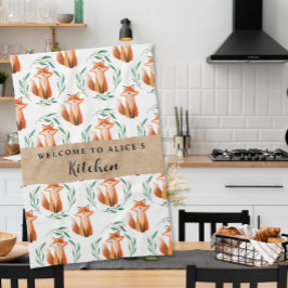 Paño De Cocina Personalized Cute Fox woodland kitchen 