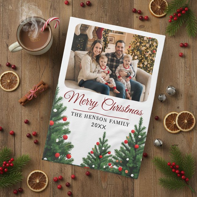 Paño De Cocina Personalized Family Photo Christmas Tree (Subido por el creador)