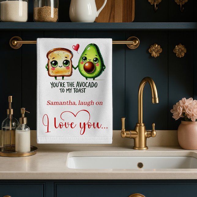 Paño De Cocina Personalized Funny Food Valentine Kitchen Towel (Custom Name Valentine Kitchen Towel Funny Food)