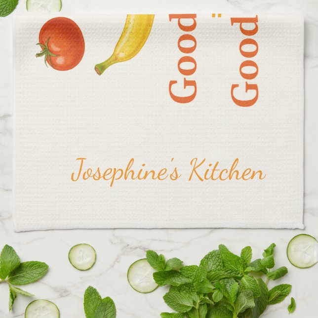 Paño De Cocina Personalized Good Food Good Mood Cute Food Smile  (Doblado)