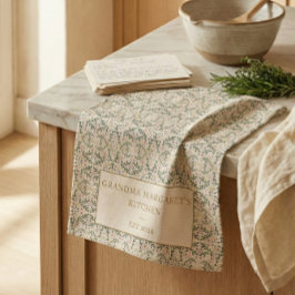 Paño De Cocina Personalized Grandma Kitchen Gift Botanical Green