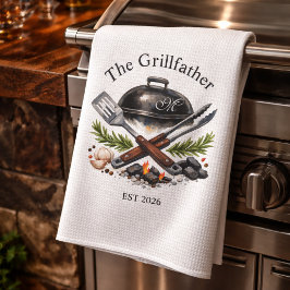 Paño De Cocina Personalized Grillfather Monogram