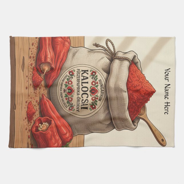 Paño De Cocina Personalized Hungarian Kalocsai Paprika Apron  (Horizontal)