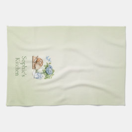 Paño De Cocina Personalized Hydrangea Kitchen Towel, Custom Name 