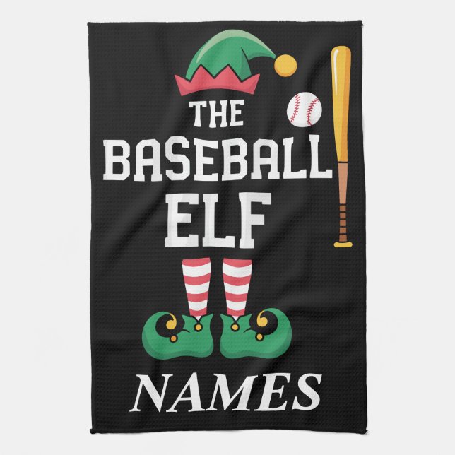 Paño De Cocina Personalized Name Baseball Elf Family Matching  (Vertical)