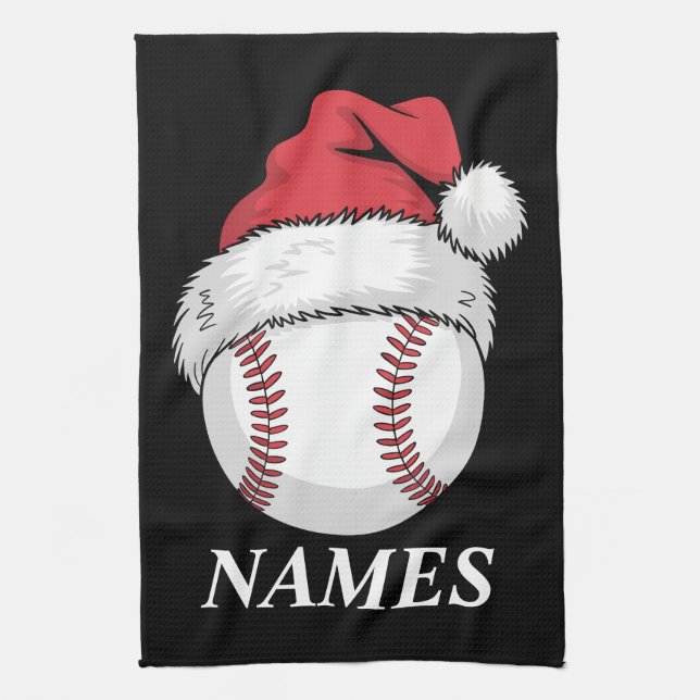 Paño De Cocina Personalized Name Christmas Baseball Santa Hat (Vertical)