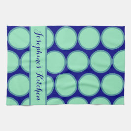 Paño De Cocina Personalized Navy Mint Polka Dot Pattern Modern 