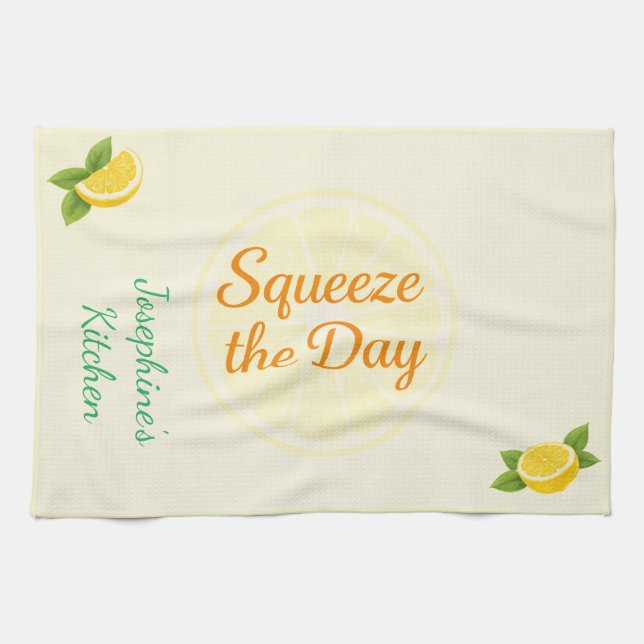 Paño De Cocina Personalized Squeeze the Day Lemon Kitchen Towel (Horizontal)