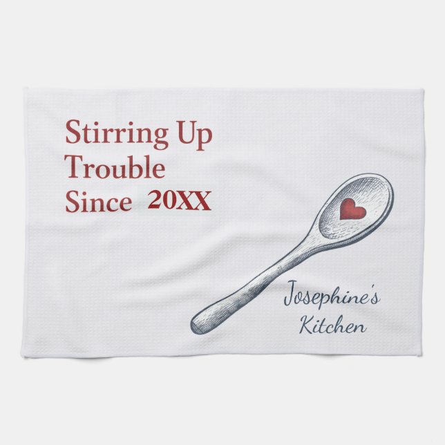 Paño De Cocina Personalized Stirring Up Trouble Since Funny Cute (Horizontal)