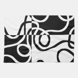 Paño De Cocina Persuasión lineal II: Blanco y negro abstracto