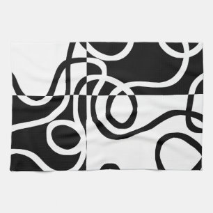 Paño De Cocina Persuasión lineal II: Blanco y negro abstracto
