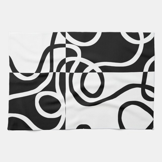 Paño De Cocina Persuasión lineal II: Resumen en blanco y negro (Horizontal)