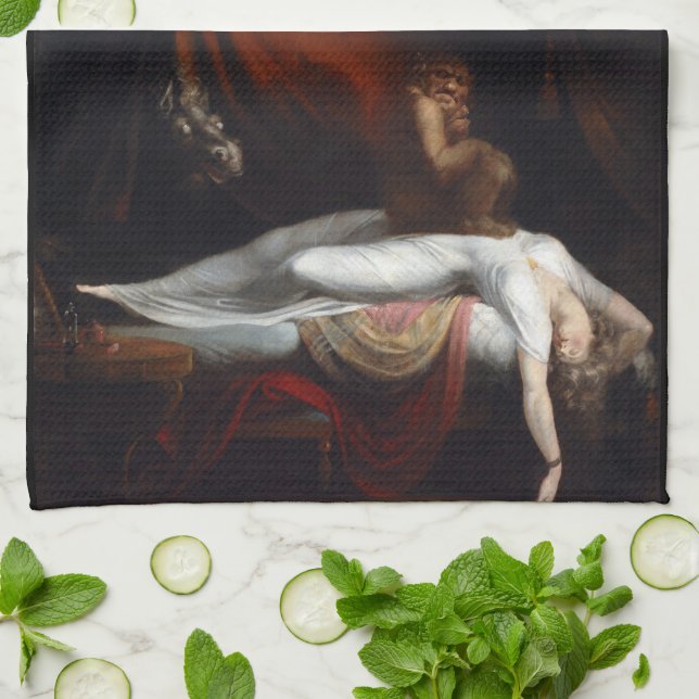 Paño De Cocina Pesadilla de Henry Fuseli Gothic Macabre Dark Art (Doblado)