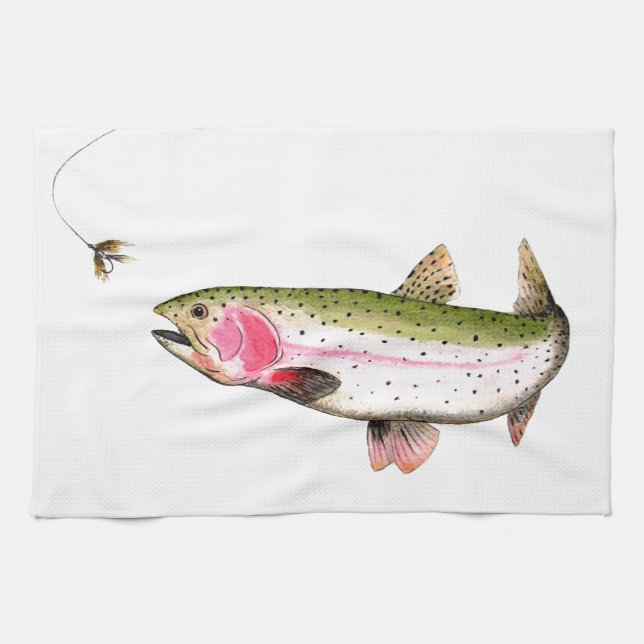 Paño De Cocina Pesca de trucha arco iris (Horizontal)