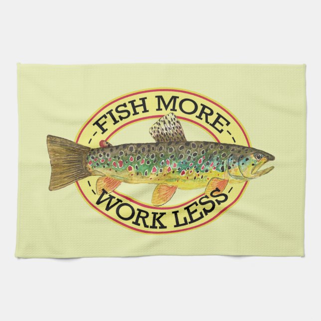 Paño De Cocina Pesca de trucha marrón (Horizontal)