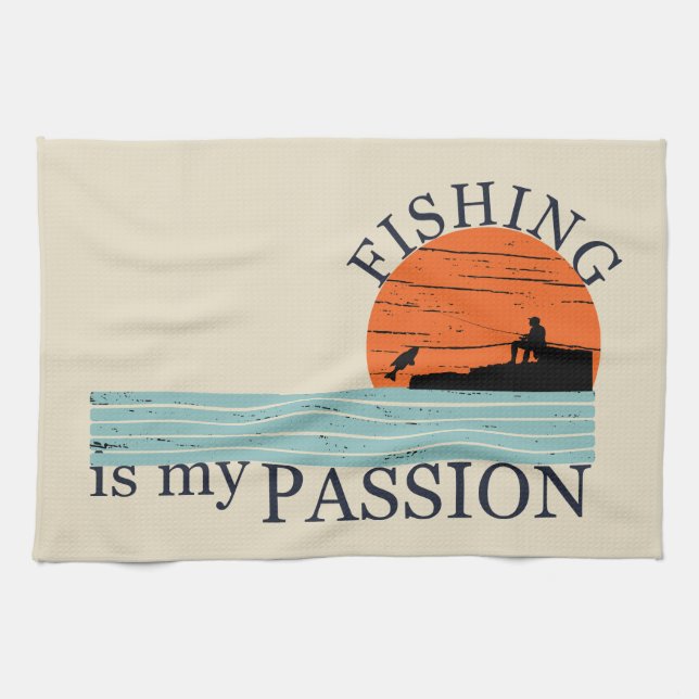 Paño De Cocina Pesca divertida diciendo (Horizontal)