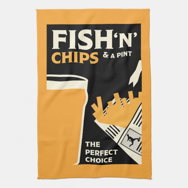 Paño De Cocina Pescado Clásico Británico Y Chips (Vertical)